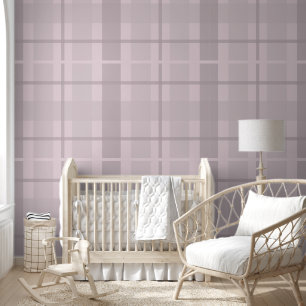 Papier Peint Motif Tartan Pastel Rose Moderne