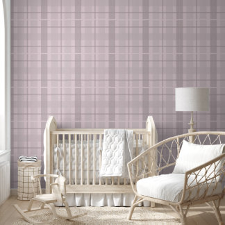 Papier Peint Motif Tartan Pastel Rose Moderne