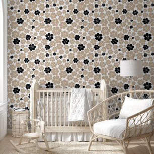 Papier Peint Motif tendance en Taupe, noir et blanc