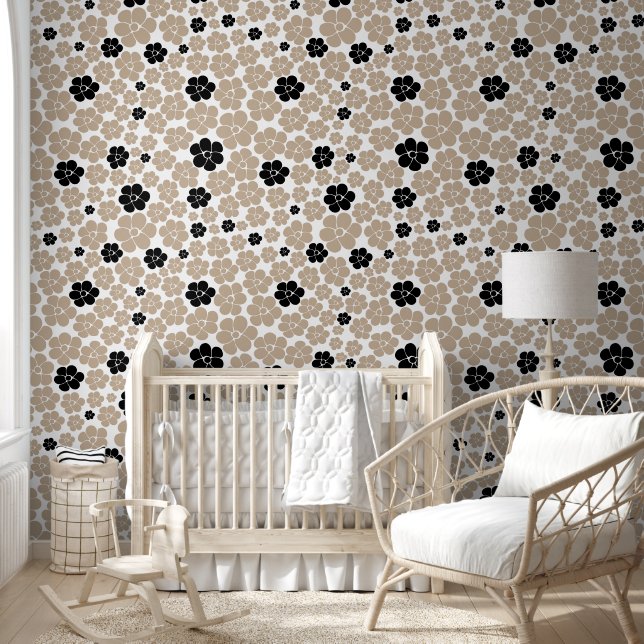 Papier Peint Motif tendance en Taupe, noir et blanc (Enfants)