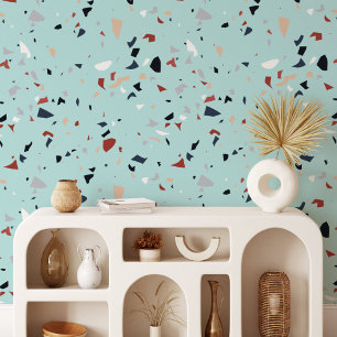 Papier Peint Motif Terrazzo Abstrait Moderne du Milieu du Siècl