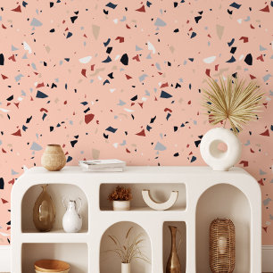 Papier Peint Motif Terrazzo Abstrait Moderne du Milieu du Siècl