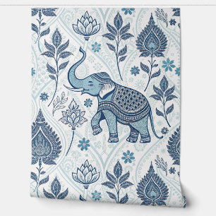 Papier Peint Motif thaïlandais à l'éléphant de couleur pastel