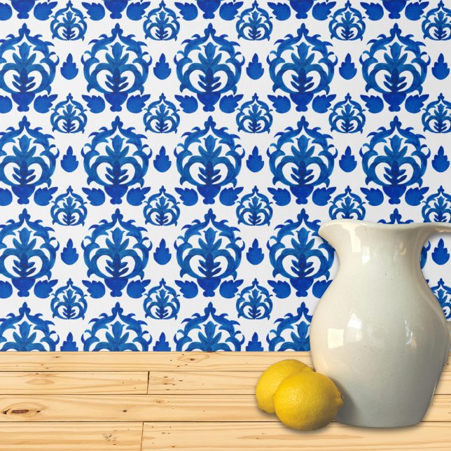 Papier Peint Motif Toile de Jouy Bleue (Créateur téléchargé)