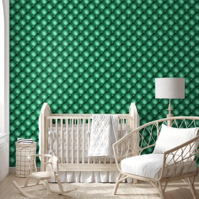 Papier Peint Motif touffu émeraude vert géométrique diagonale (Enfants)