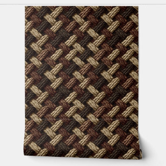 Papier Peint Motif tressé au crochet ton terre
