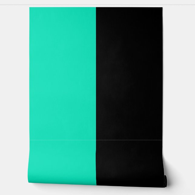 Papier Peint Motif Turquoise Noir Vertical Big Stripes (Déroulement)