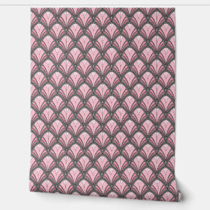 Papier Peint Motif Vintage Art Déco Élégant Gris Rose