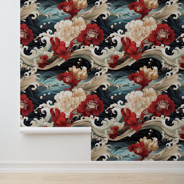Papier Peint Motif Wave Inspiré Japonais (Application)