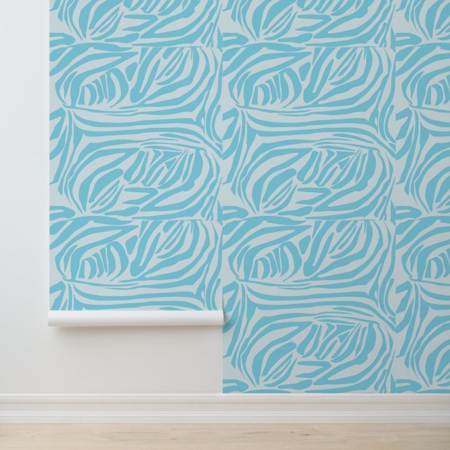 Papier Peint Motif Zèbre Bleu (Application)