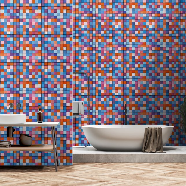 Papier Peint Motifs géométriques colorés (Salle de bain)