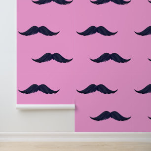 Papier Peint Moustaches Couleur personnalisée Rose drôle
