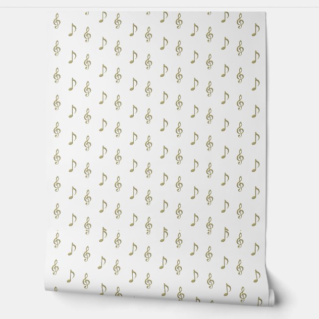 Papier Peint Musique bossée Note & Treble Clef Gold Musical (Déroulement)