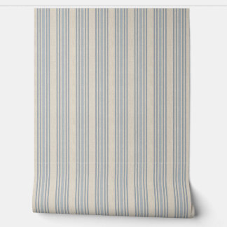 Papier Peint Muted Distressed Blue Farmhouse Ticking Stripe
