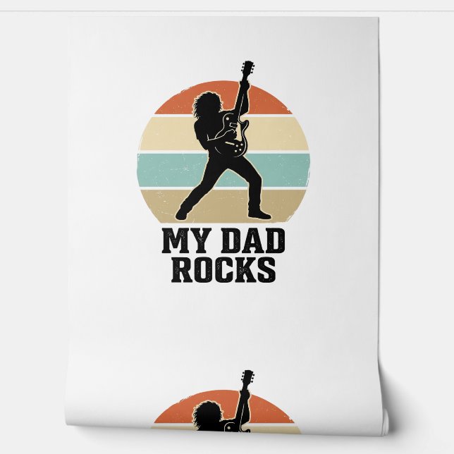Papier Peint My Dad Rocks Vintage Guitar Sunset Shirt Design_1 (Déroulement)