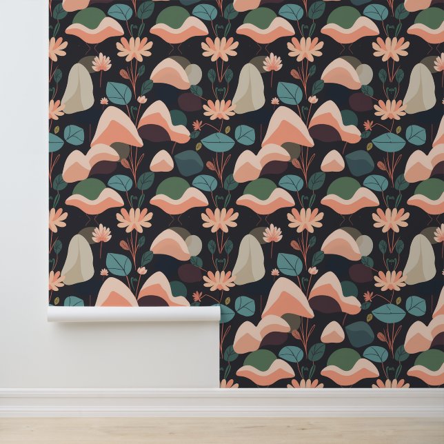 Papier Peint Mystical Moonlit Garden Abstrait Motif (Application)