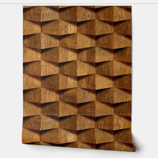 Papier Peint Natural Dark Brown Wooden Shape Pattern