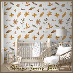 Papier Peint Nature Florale Chaleureuse Fleurs d'automne Feuill