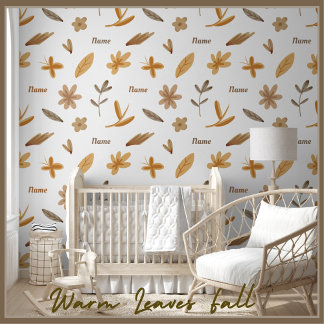 Papier Peint Nature Florale Chaleureuse Fleurs d'automne Feuill