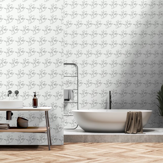 Papier Peint Nature Orchidée Motif de Fleur Design  (Salle de bain)