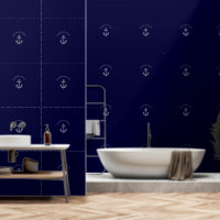 Nautical Navy Bleu Blanc Ancre Nom Monogramme