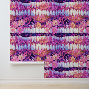 Papier Peint Neon Art Teeth Flower Smile Dental Clinic Décor