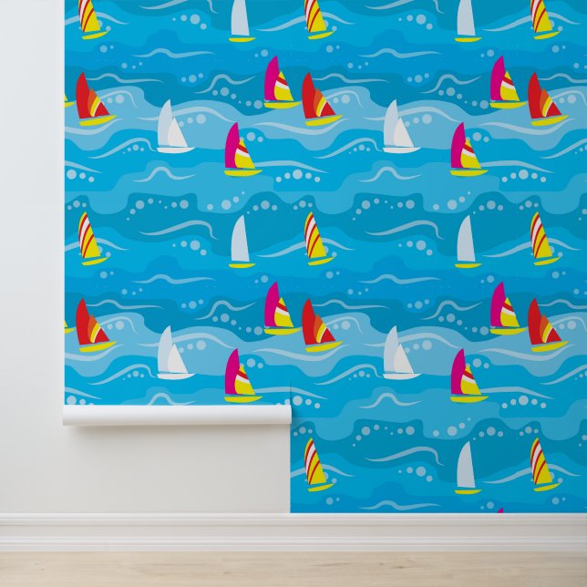 Papier Peint Neon Yacht Motif (Application)