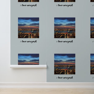 Papier Peint Newyork City Skyline Photo Typographie Nuit Lumièr