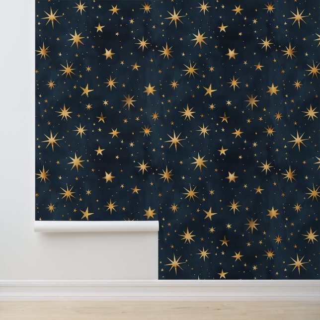 Papier Peint Night Stars Marine Blue Plafond (Application)