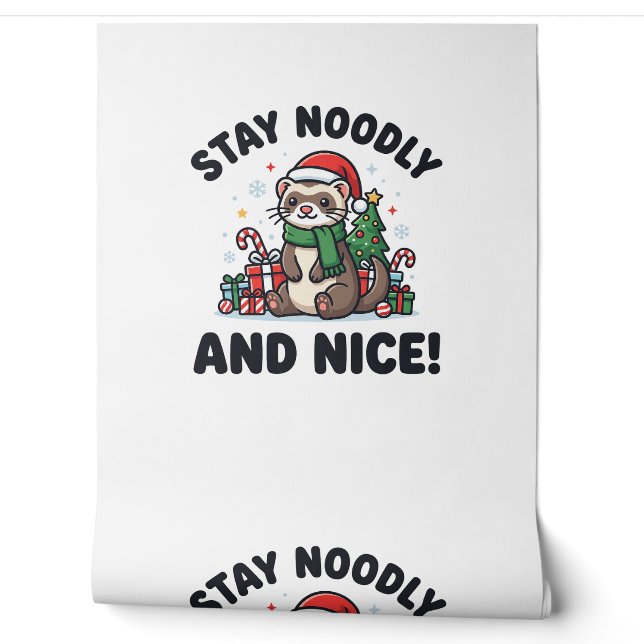 Papier Peint Noël de furet drôle Reste noué et gentil (Déroulement)