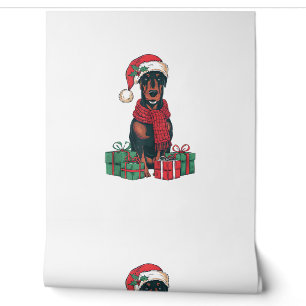 Papier Peint Noël Éclairage Père Noël Doberman Chien Noël
