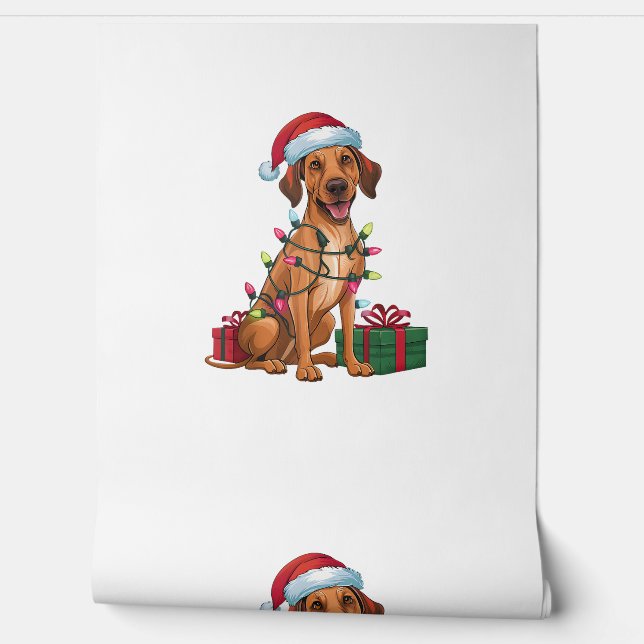 Papier Peint Noël Éclairage Santa Hat Thai Ridgeback Chien Chri (Déroulement)