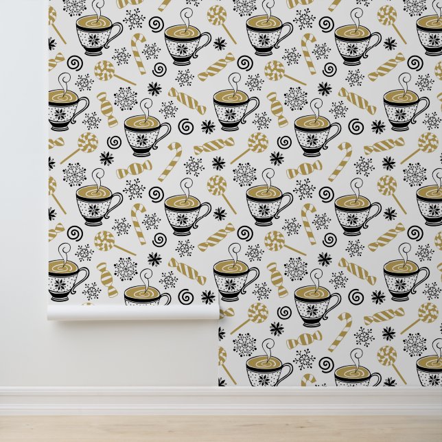 Papier Peint Noël festif cacao carrelé de Noël (Application)