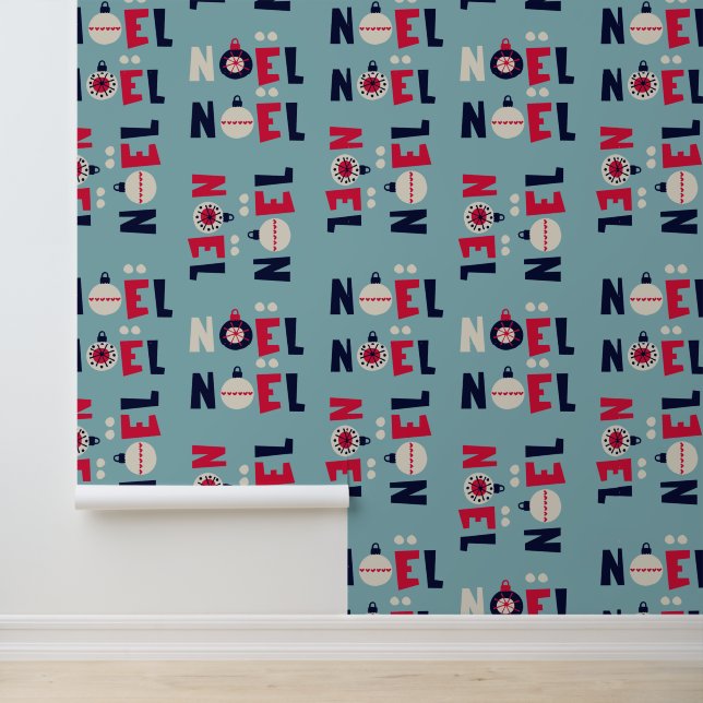 Papier Peint Noel Moderne Typographie Festive Noël (Application)