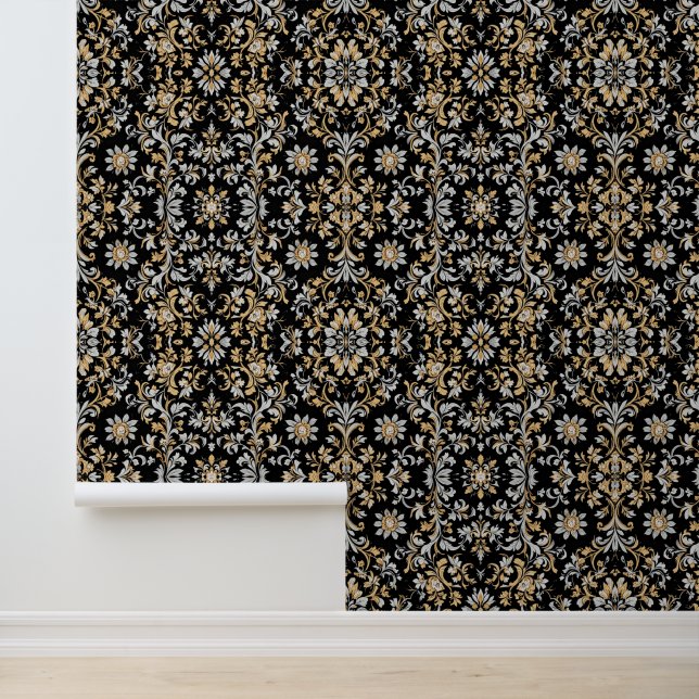 Papier Peint Noir de fleur opulent (Application)