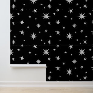 Papier peint noir et argent - Papier peint étoile