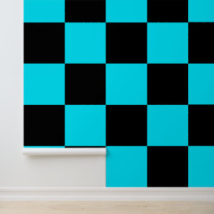 Papier peint noir et blanc Turquoise - Couleur per