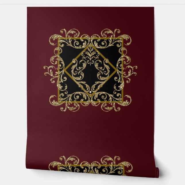 Papier peint noir et bordeaux élégant (Déroulement)