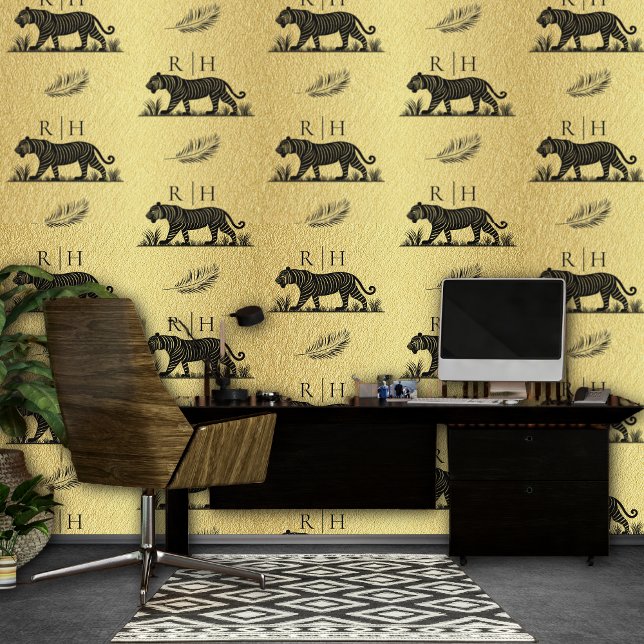 Papier Peint Noir Or Imprimé Animalier (Créateur téléchargé)