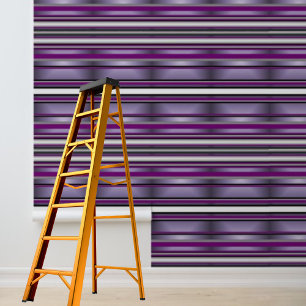 Papier peint noir violet blanc à rayures adhésif