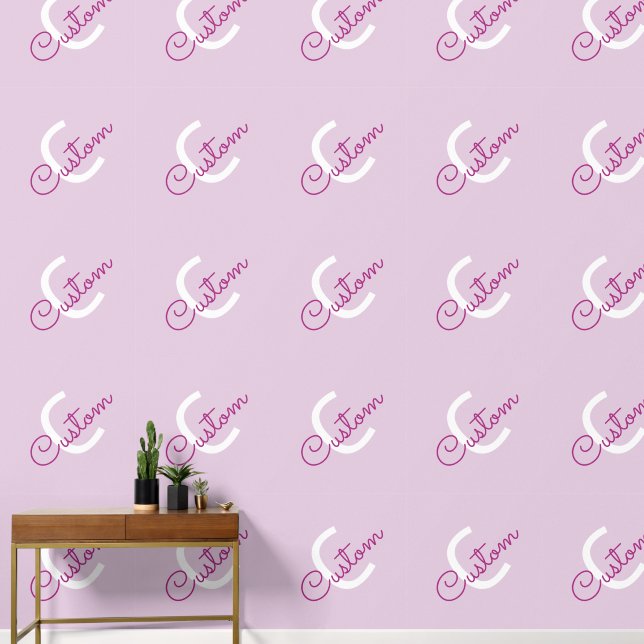 Papier Peint Nom de script & monogramme | Magenta & Violet clai (Couloir)