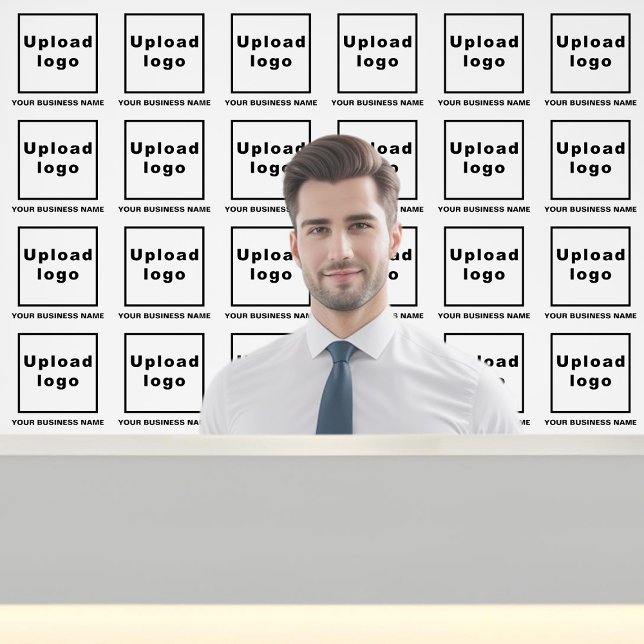 Papier Peint Nom et logo de l'entreprise en blanc (Business name and logo on white wallpaper)