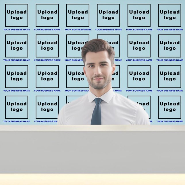 Papier Peint Nom et logo de l'entreprise en bleu clair (Business name and logo on light blue wallpaper)