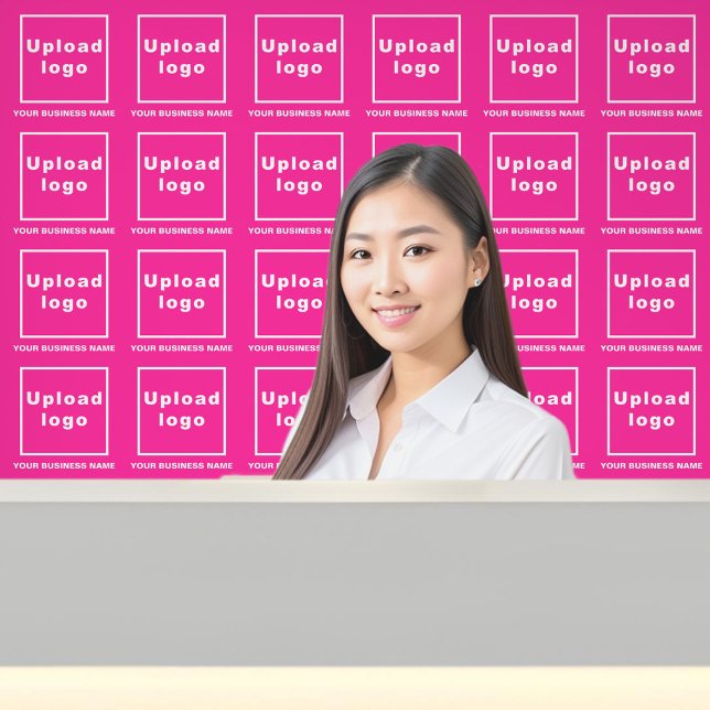 Papier Peint Nom et logo de l'entreprise en rose (Business name and logo on pink wallpaper)