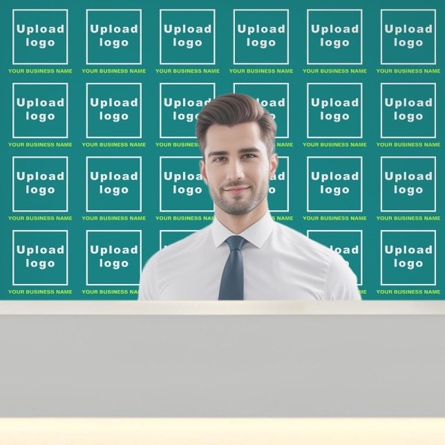 Papier Peint Nom et logo de l'entreprise sur Turquoise vert (Business name and logo on teal green wallpaper)