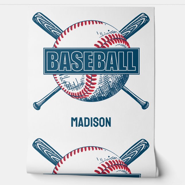 Papier Peint Nom personnalisé Baseball (Déroulement)