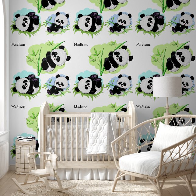 Papier Peint Nom personnalisé Cute Panda (Enfants)