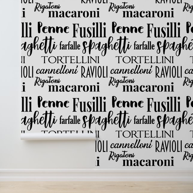 Papier Peint Noms des pâtes alimentaires italiennes Typographie (Application)