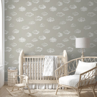 Papier Peint Nuages de craie blanche sur fond gris colombe