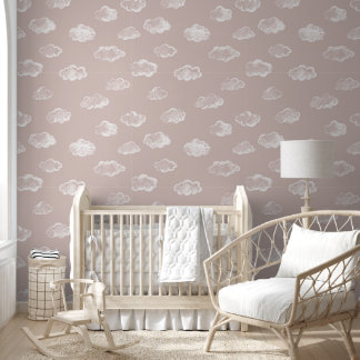 Papier Peint Nuages de craie blanche sur fond rose tendre